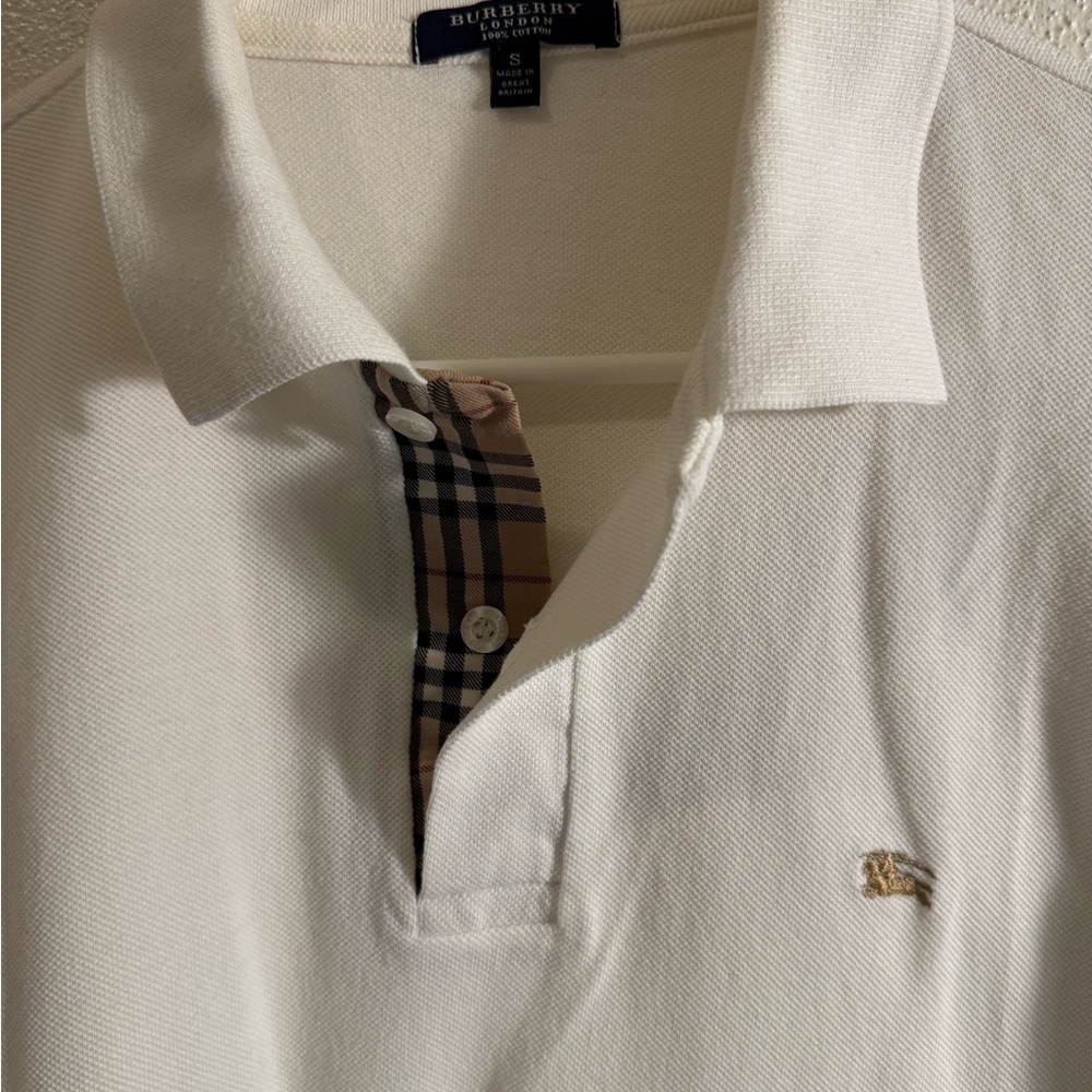 Burberry White Polo Shirt with Check Detail
